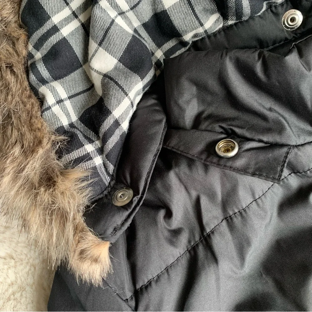 Janie and Jack Black Puffer Winter Coat Faux Fur Hood‎ Size 3-4 Years